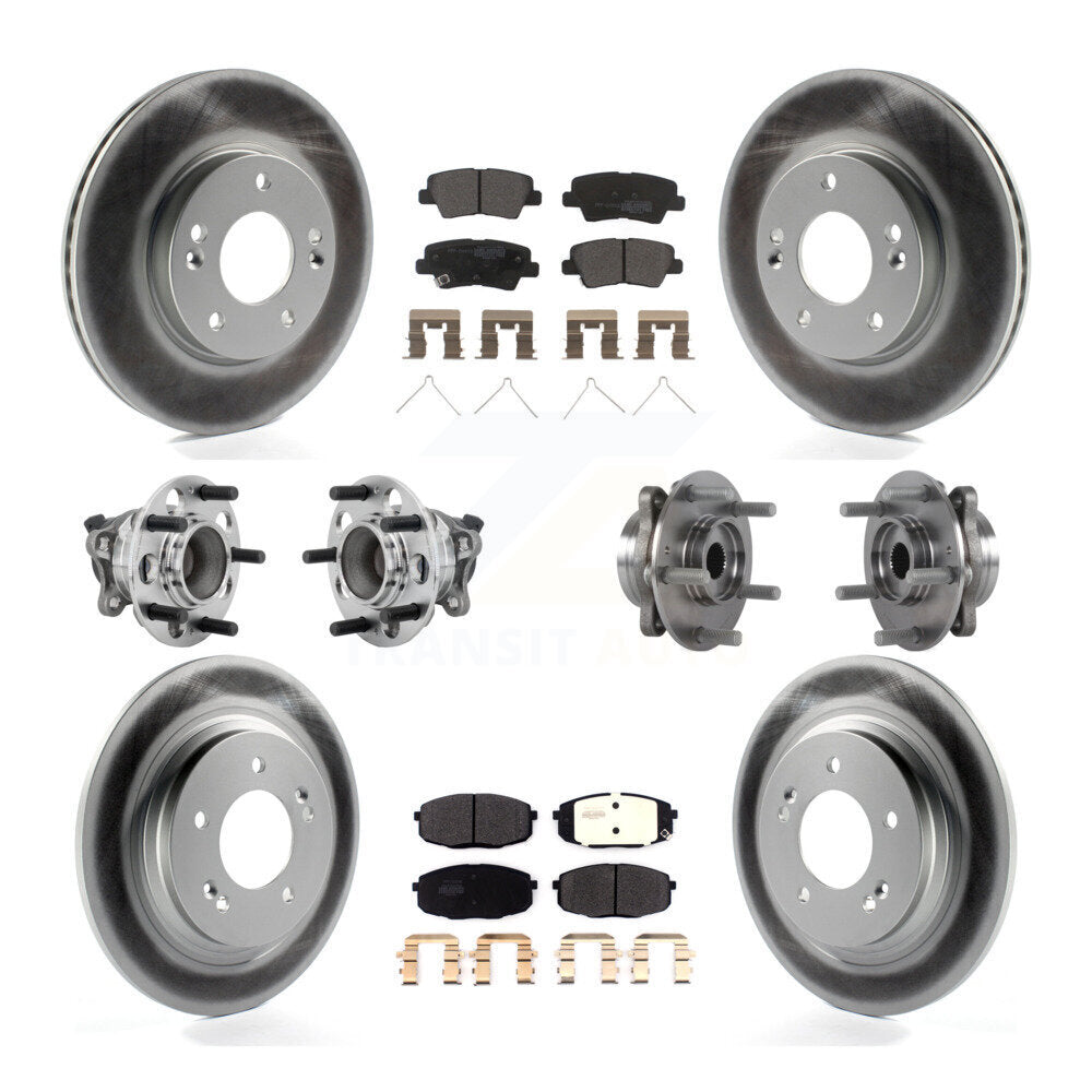 Front Rear Hub Bearing Coated Disc Brake Rotor And Pads Kit (10Pc) For Hyundai Elantra GT KBB-131780