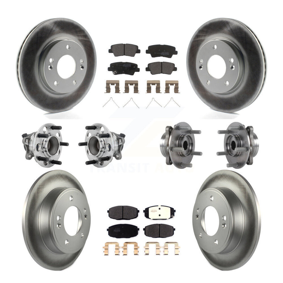 Front Rear Hub Bearing Coated Brake Rotor Pad Kit (10Pc) For Kia Forte Hyundai Elantra GT KBB-131781