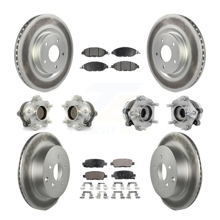 Front Rear Hub Bearing Coated Disc Brake Rotors And Pads Kit (10Pc) For Nissan Murano FWD KBB-131791