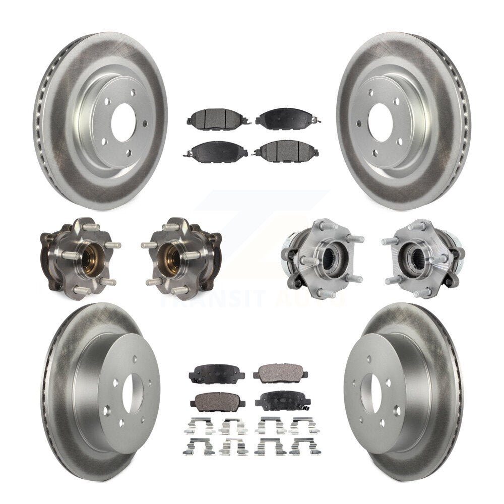 Front Rear Hub Bearing Coated Disc Brake Rotors And Pads Kit (10Pc) For Nissan Murano AWD KBB-131792