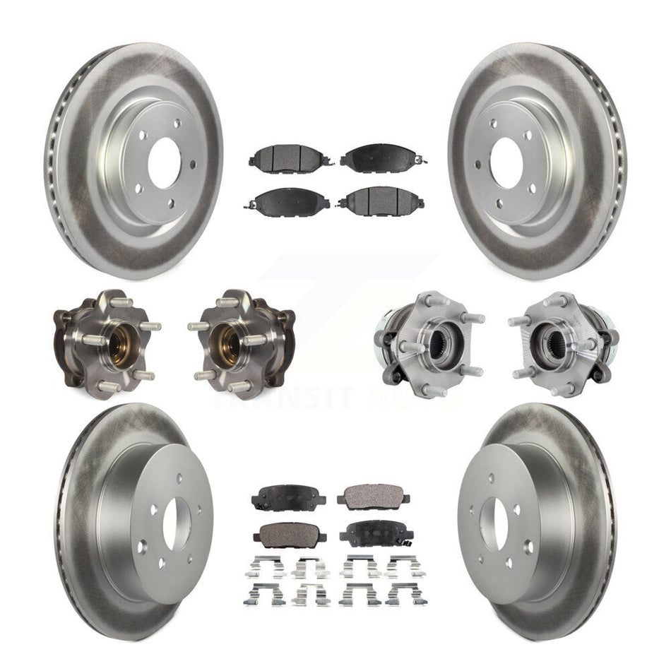 Front Rear Hub Bearing Coated Disc Brake Rotors And Pads Kit (10Pc) For Nissan Murano AWD KBB-131792
