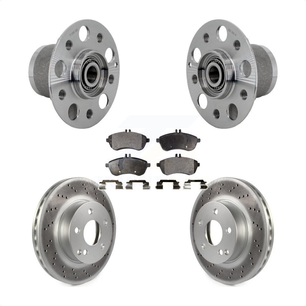 Front Hub Bearing Assembly Coated Disc Brake Rotor & Pads Kit For Mercedes-Benz C300 C250 KBB-131808