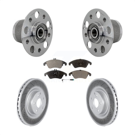 Front Hub Bearing Assembly Coated Disc Brake Rotor & Pads Kit For Mercedes-Benz C250 E550 KBB-131811