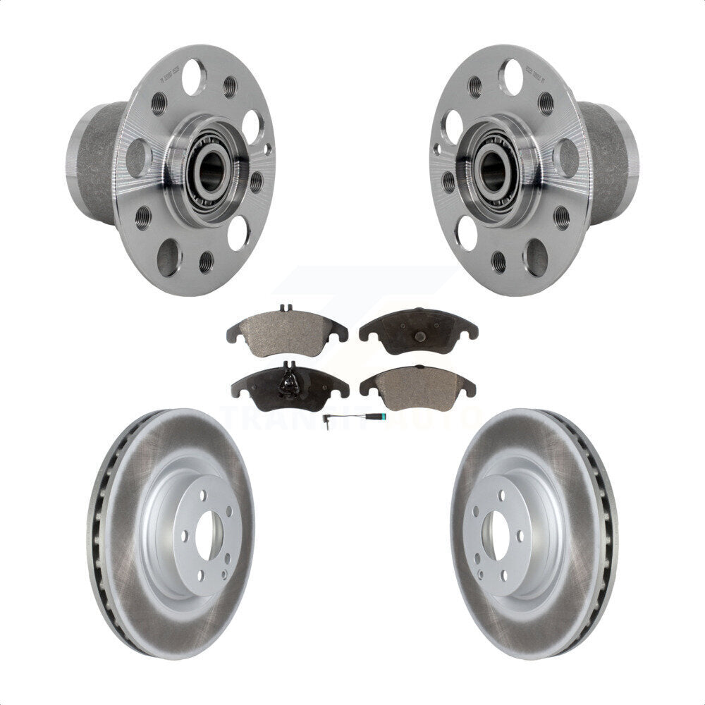 Front Hub Bearing Assembly Coated Disc Brake Rotor & Pads Kit For Mercedes-Benz C250 E550 KBB-131812