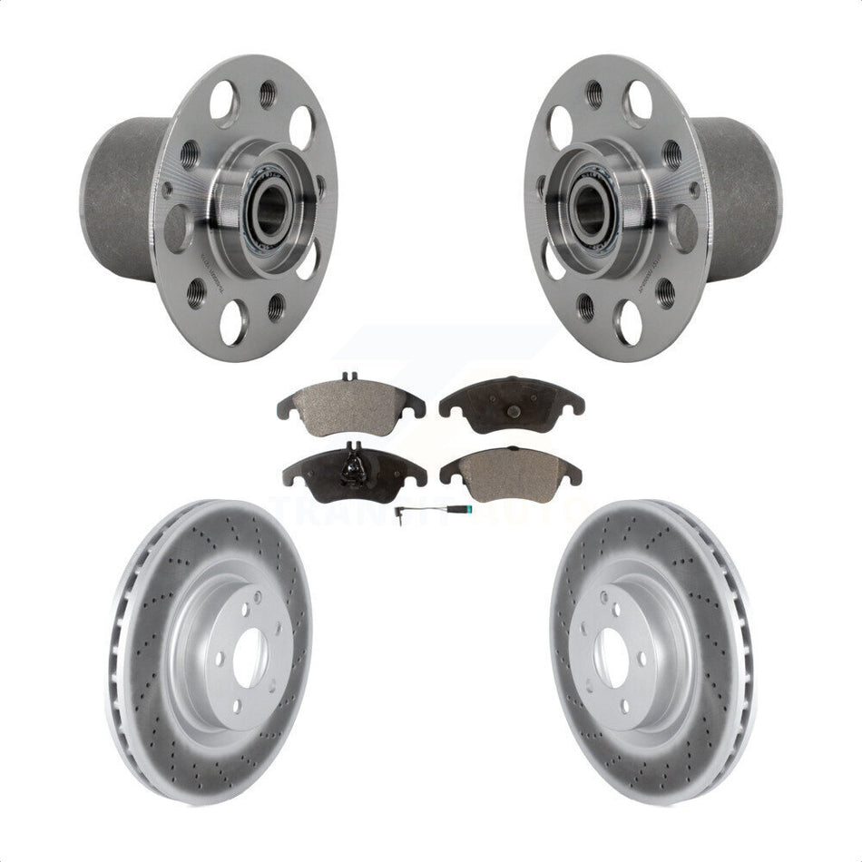 Front Hub Bearing Assembly Coated Disc Brake Rotor & Pads Kit For Mercedes-Benz E400 E550 KBB-131813