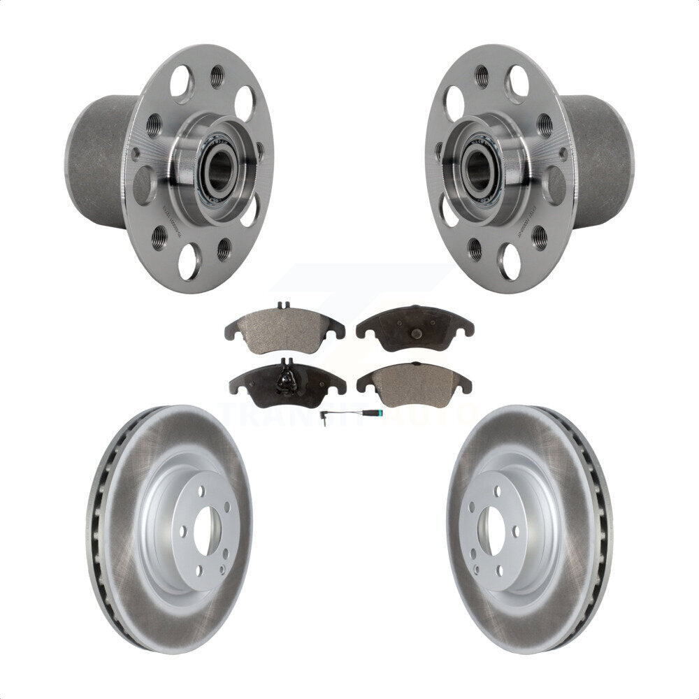 Front Hub Bearing Assembly Coated Disc Brake Rotor & Pads Kit For Mercedes-Benz E400 E550 KBB-131815
