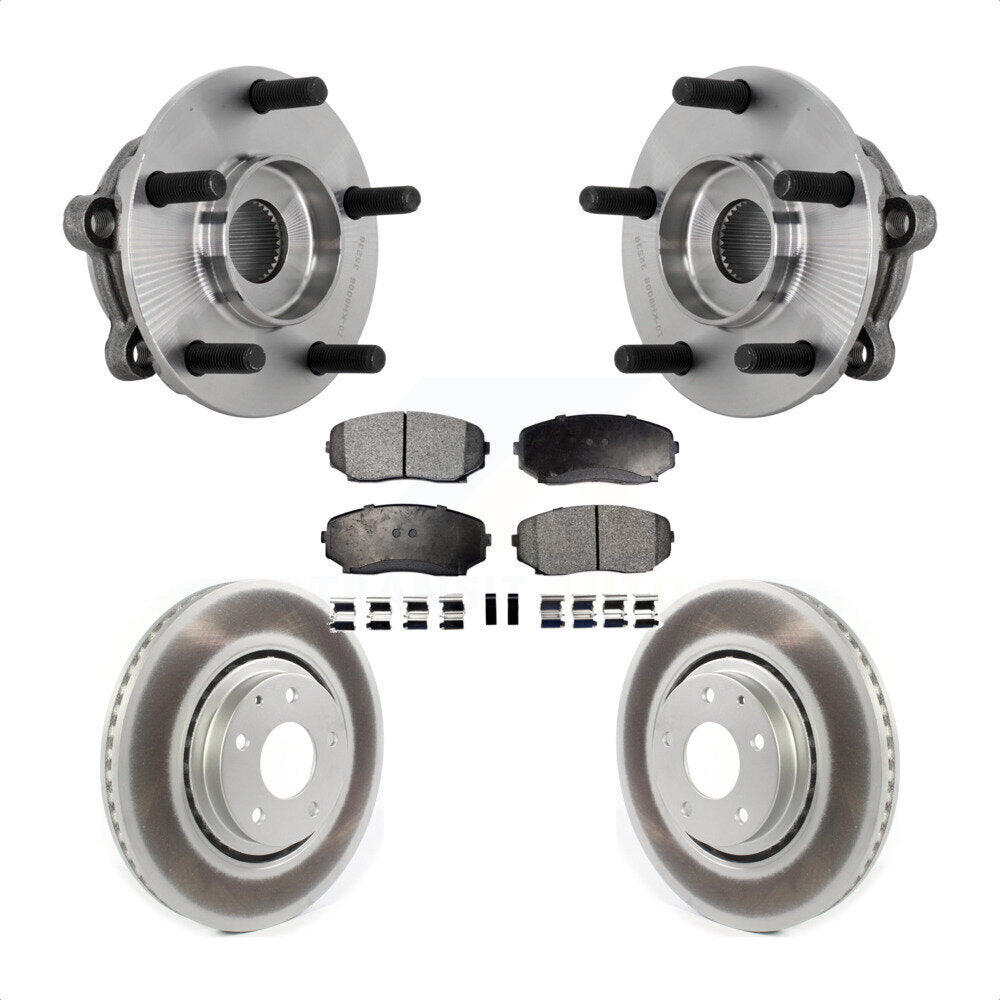 Front Hub Bearing Assembly Coated Disc Brake Rotors And Pads Kit For 2016-2023 Mazda CX-9 KBB-131817