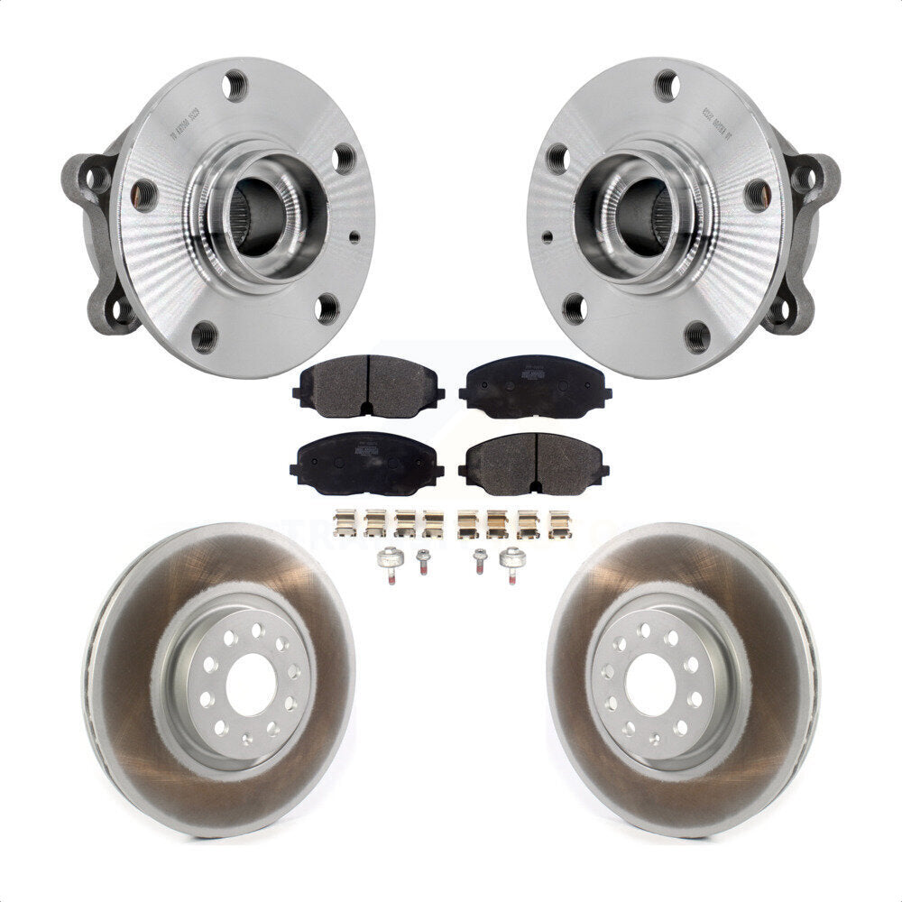 Front Hub Bearing Assembly Coated Brake Rotor & Pads Kit For Volkswagen Atlas Cross Sport KBB-131825