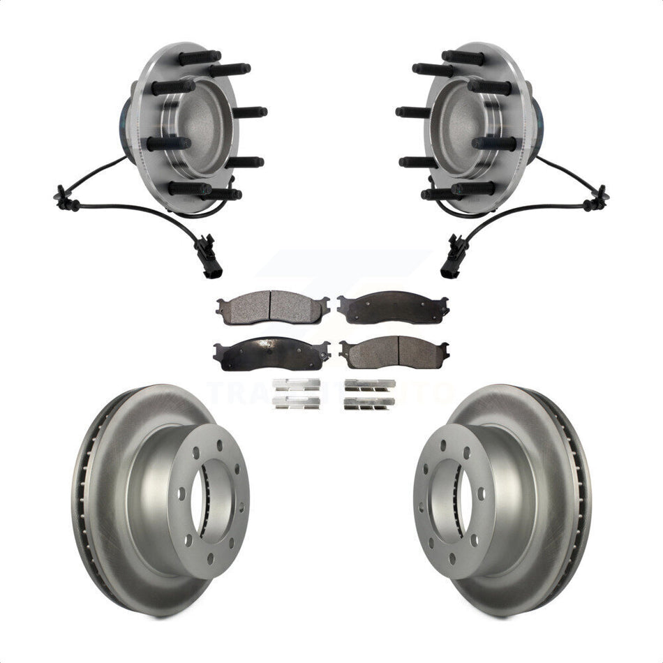 Front Hub Bearing Assembly Coated Disc Brake Rotor & Pad Kit For Dodge Ram 1500 3500 2500 KBB-131829