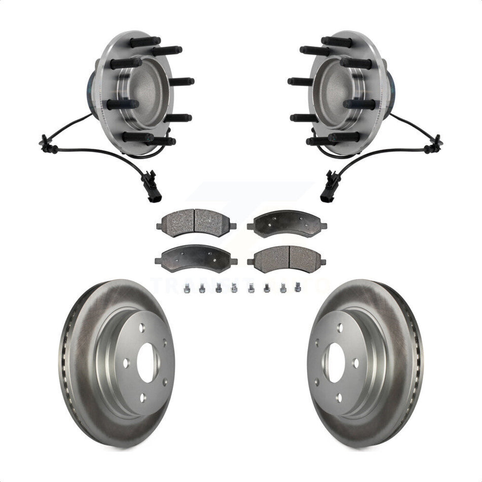 Front Hub Bearing Coat Brake Rotor Pad Kit For 2007-2008 Dodge Ram 1500 With 8 Lug Wheels KBB-131830