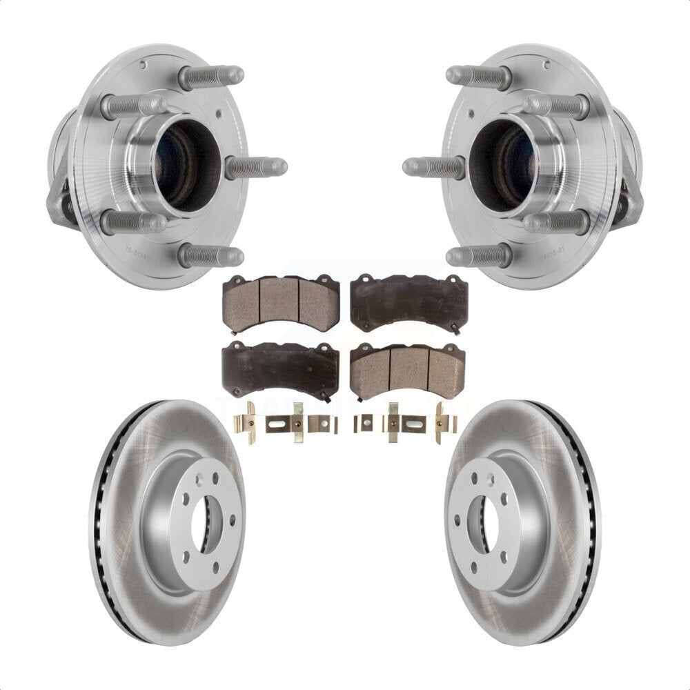 Front Hub Bearing Assembly Coated Brake Rotor & Pads Kit For 2017 Cadillac ATS V with RWD KBB-131834