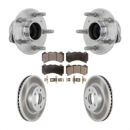 Front Hub Bearing Assembly Coated Brake Rotor & Pads Kit For 2017 Cadillac ATS V with RWD KBB-131834