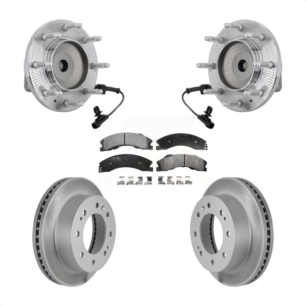 Front Hub Bearing Coat Brake Rotor Pad Kit For GMC Chevrolet Sierra 2500 HD Silverado RWD KBB-131837