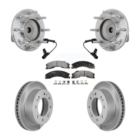 Front Hub Bearing Coat Brake Rotor Pad Kit For GMC Chevrolet Sierra 2500 HD Silverado RWD KBB-131837