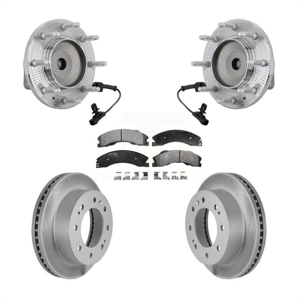 Front Hub Bearing Coat Brake Rotor Pad Kit For GMC Chevrolet Sierra 2500 HD Silverado RWD KBB-131837