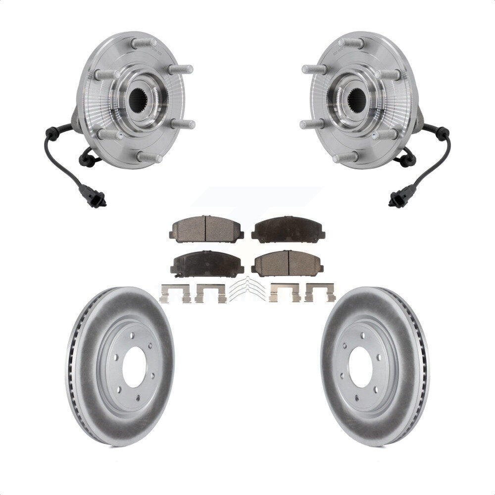Front Hub Bearing Assembly Coated Disc Brake Rotor Pad Kit For 2017-2023 Nissan TITAN 4WD KBB-131846