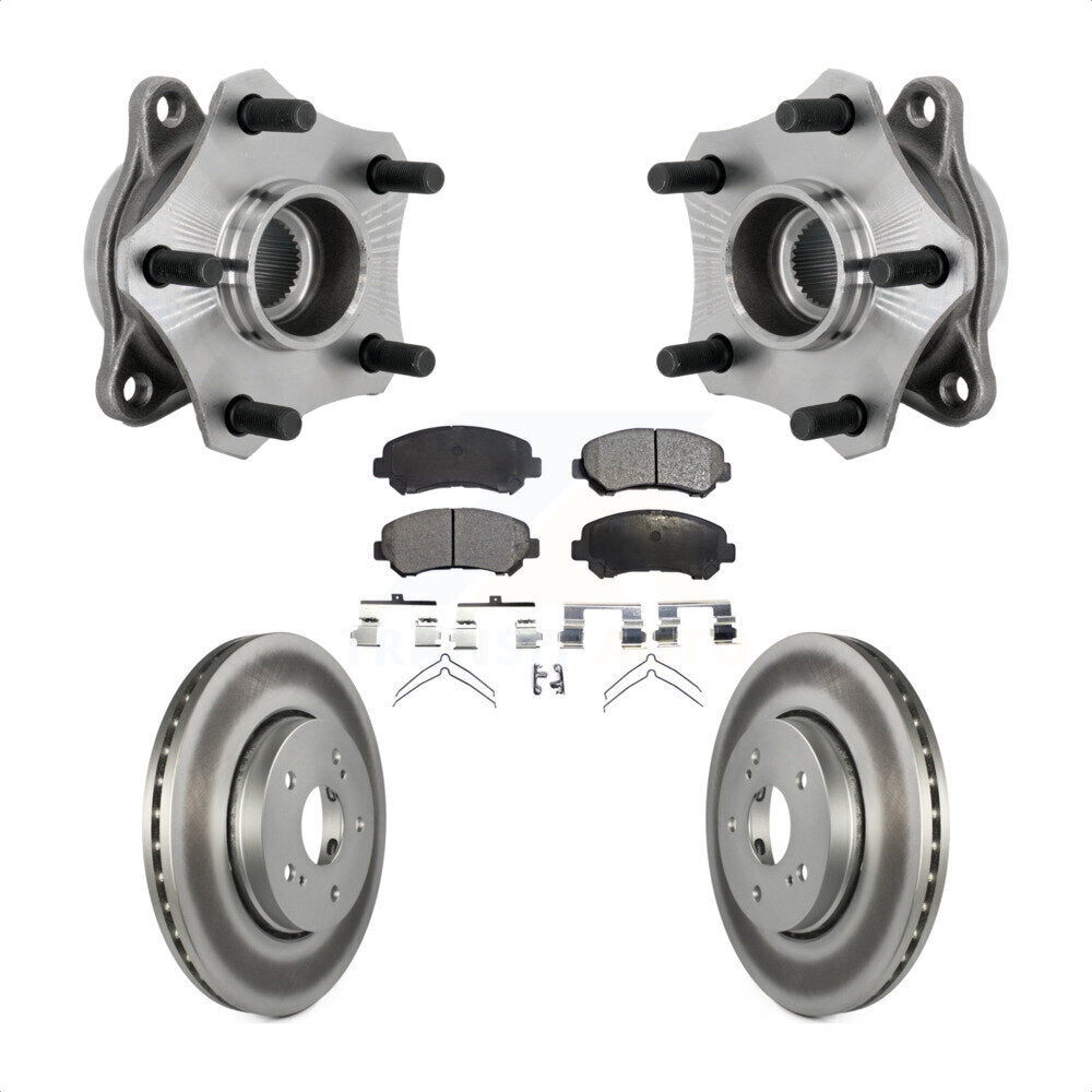 Front Hub Bearing Assembly Coated Disc Brake Rotor & Pad Kit For 2010-2013 Suzuki Kizashi KBB-131847