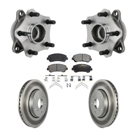 Front Hub Bearing Assembly Coated Disc Brake Rotor & Pad Kit For 2010-2013 Suzuki Kizashi KBB-131847