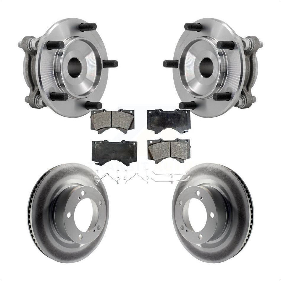 Front Hub Bearing Assembly Coated Disc Brake Rotor Pads Kit For Toyota Tundra Sequoia RWD KBB-131848