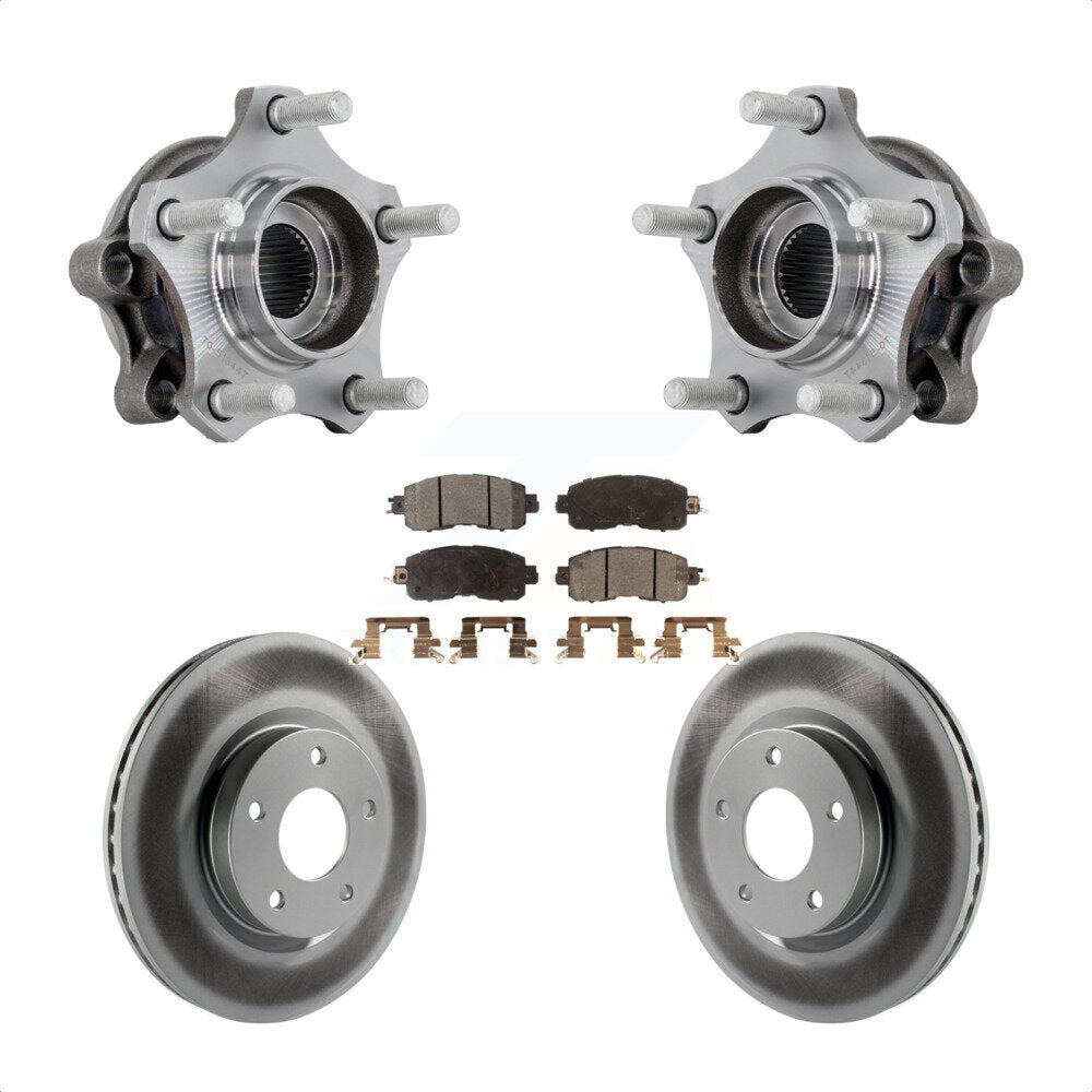 Front Hub Bearing Assembly Coated Disc Brake Rotor & Pads Kit For 2019-2023 Nissan Altima KBB-131849