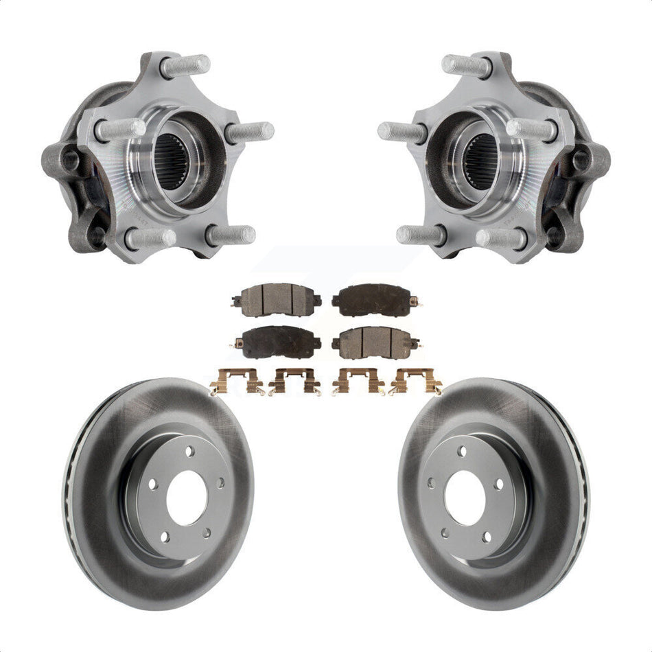 Front Hub Bearing Assembly Coated Disc Brake Rotor & Pads Kit For 2019-2023 Nissan Altima KBB-131849