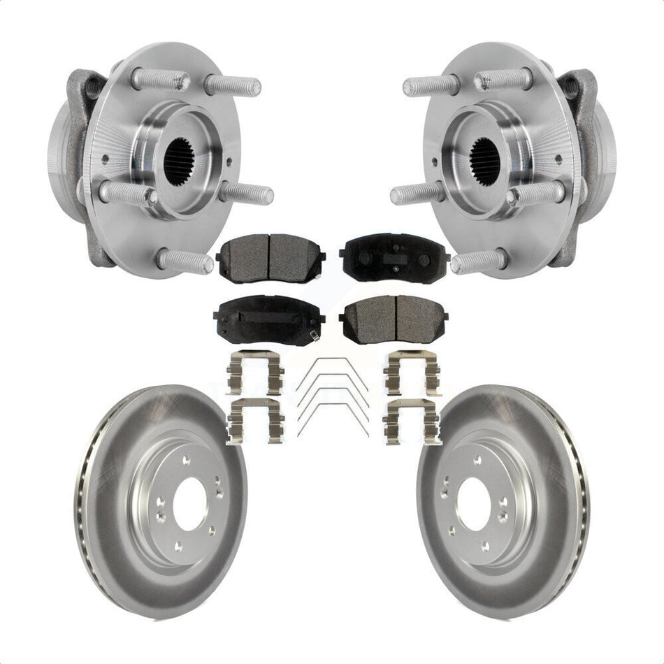 Front Hub Bearing Assembly Coated Disc Brake Rotor & Pads Kit For Hyundai Kona Kia Seltos KBB-131853
