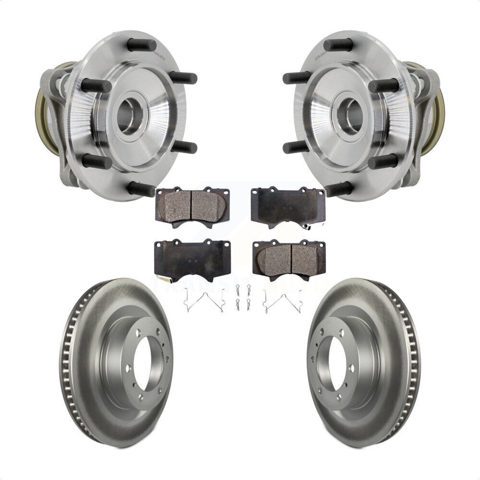 Front Hub Bearing Assembly Coated Brake Rotor & Pads Kit For 2010-2021 Toyota 4Runner RWD KBB-131854