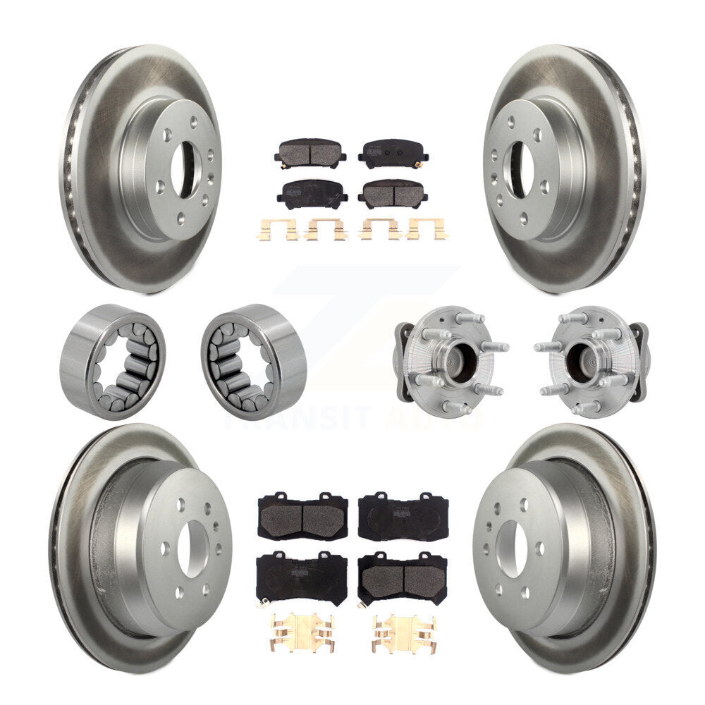 Front Rear Hub Bearing Coated Brake Rotor Pads Shoe Kit (10Pc) For Chevrolet Colorado GMC KBB-131862