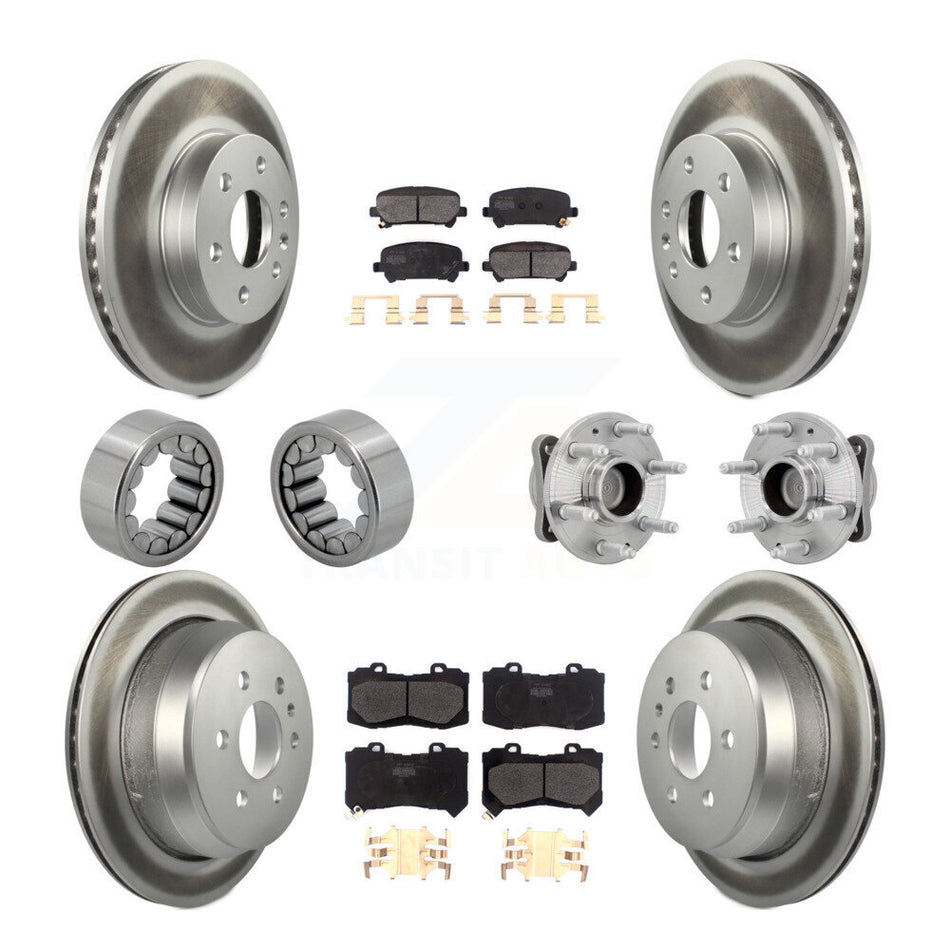 Front Rear Hub Bearing Coated Brake Rotor Pads Shoe Kit (10Pc) For Chevrolet Colorado GMC KBB-131862
