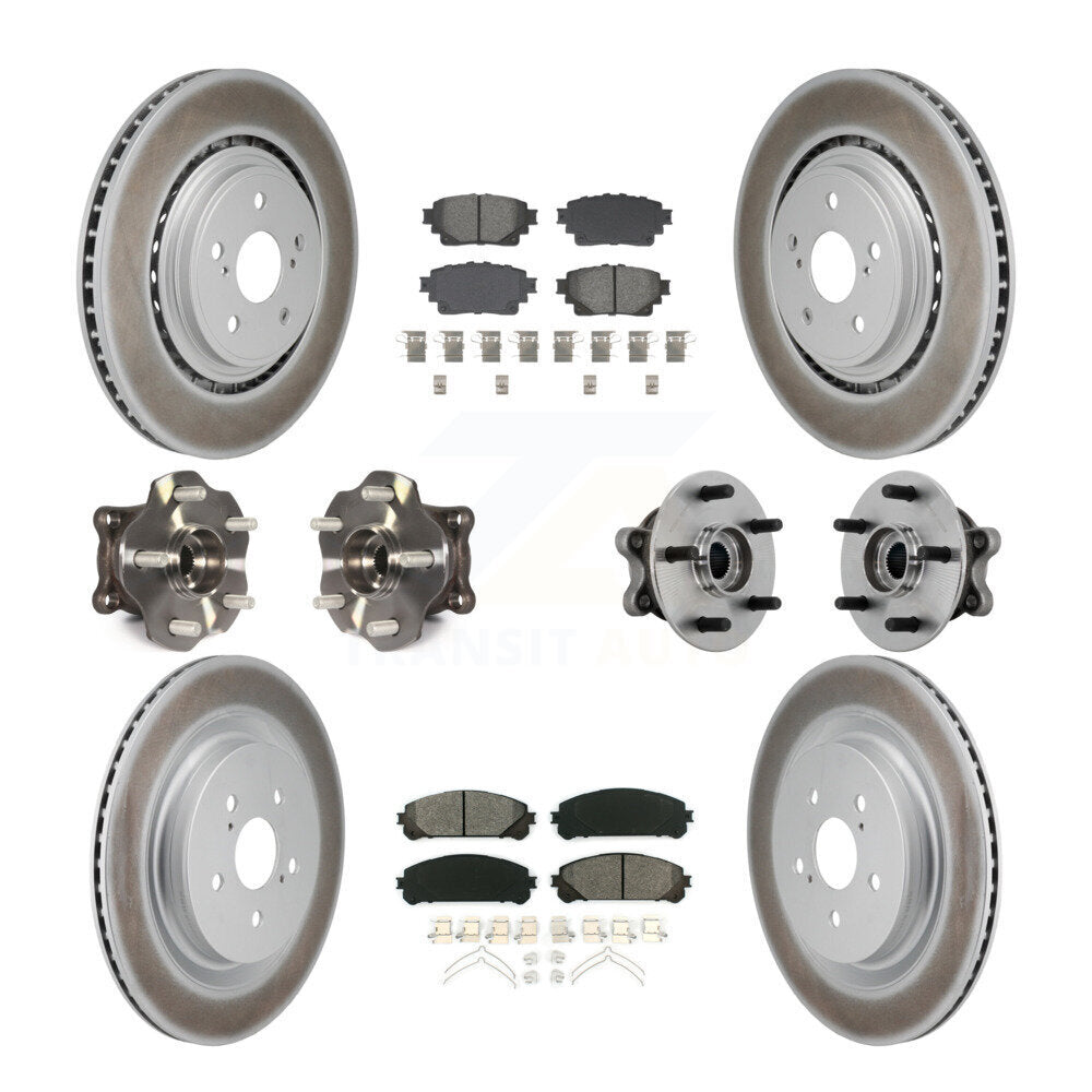 Front Rear Hub Bearing Coated Brake Rotor Pads Kit (10Pc) For 20-22 Toyota Highlander AWD KBB-131870