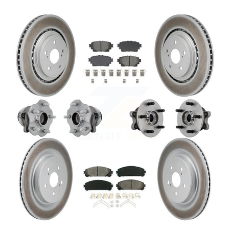Front Rear Hub Bearing Coated Brake Rotor Pads Kit (10Pc) For 20-22 Toyota Highlander FWD KBB-131871