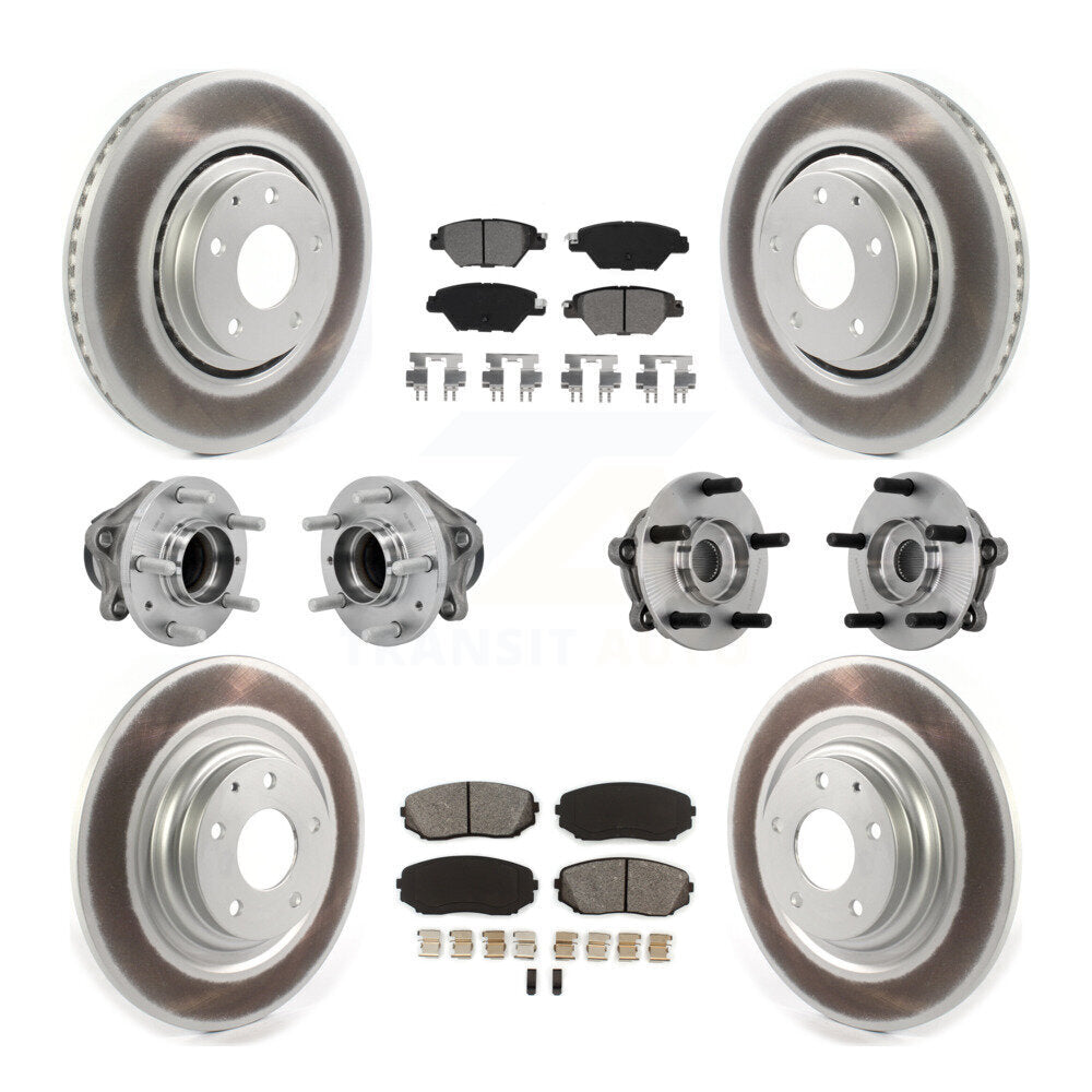 Front Rear Hub Bearing Coated Brake Rotor And Pad Kit (10Pc) For 2016-2021 Mazda CX-9 FWD KBB-131873