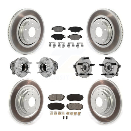 Front Rear Hub Bearing Coated Brake Rotor And Pad Kit (10Pc) For 2016-2021 Mazda CX-9 FWD KBB-131873
