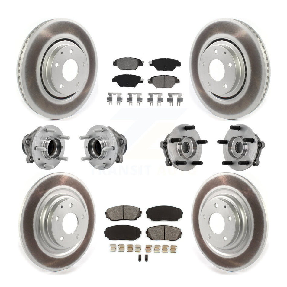 Front Rear Hub Bearing Coated Brake Rotor And Pad Kit (10Pc) For 2016-2021 Mazda CX-9 FWD KBB-131873