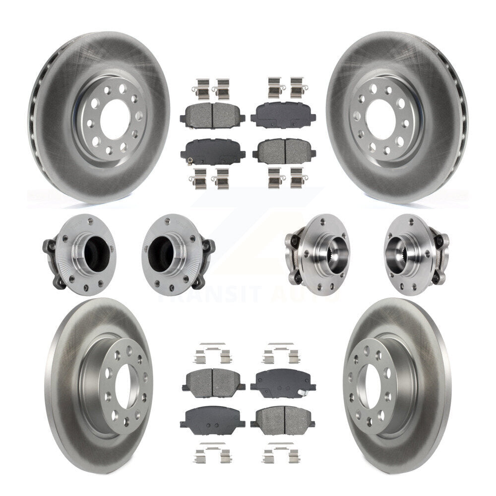 Front Rear Hub Bearings Coated Disc Brake Rotors And Pads Kit (10Pc) For Jeep Compass FWD KBB-131874