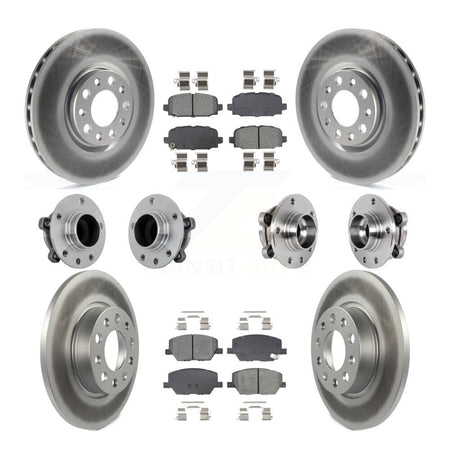 Front Rear Hub Bearings Coated Disc Brake Rotors And Pads Kit (10Pc) For Jeep Compass FWD KBB-131874