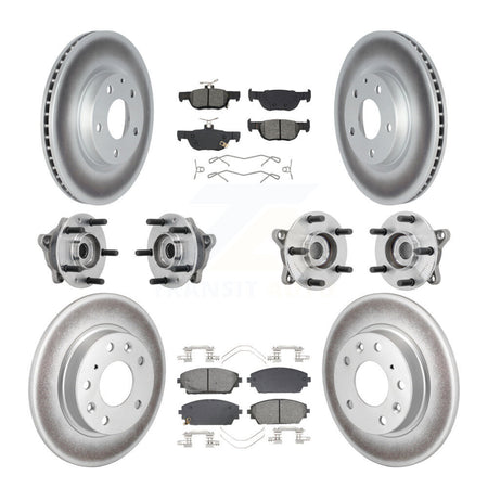 Front Rear Hub Bearing Coated Disc Brake Rotor & Pad Kit (10Pc) For 2021-2022 Mazda 3 AWD KBB-131877