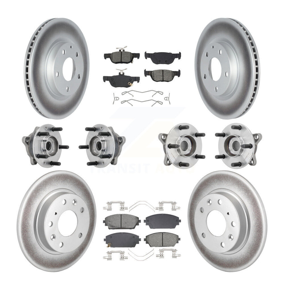 Front Rear Hub Bearing Coated Disc Brake Rotor & Pad Kit (10Pc) For 2021-2022 Mazda 3 AWD KBB-131877