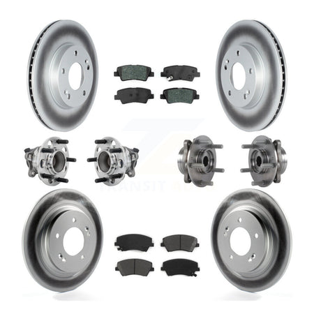 Front Rear Hub Bearings Coated Disc Brake Rotors And Pads Kit (10Pc) For Hyundai Ioniq KBB-131878