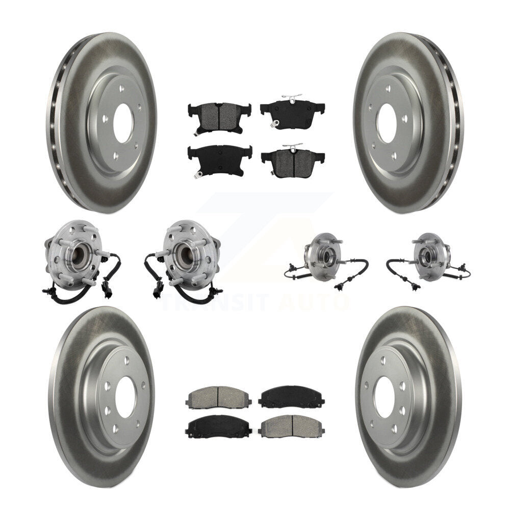 Front Rear Hub Bearing Coated Brake Rotor & Pads Kit (10Pc) For Chrysler Pacifica Voyager KBB-131879
