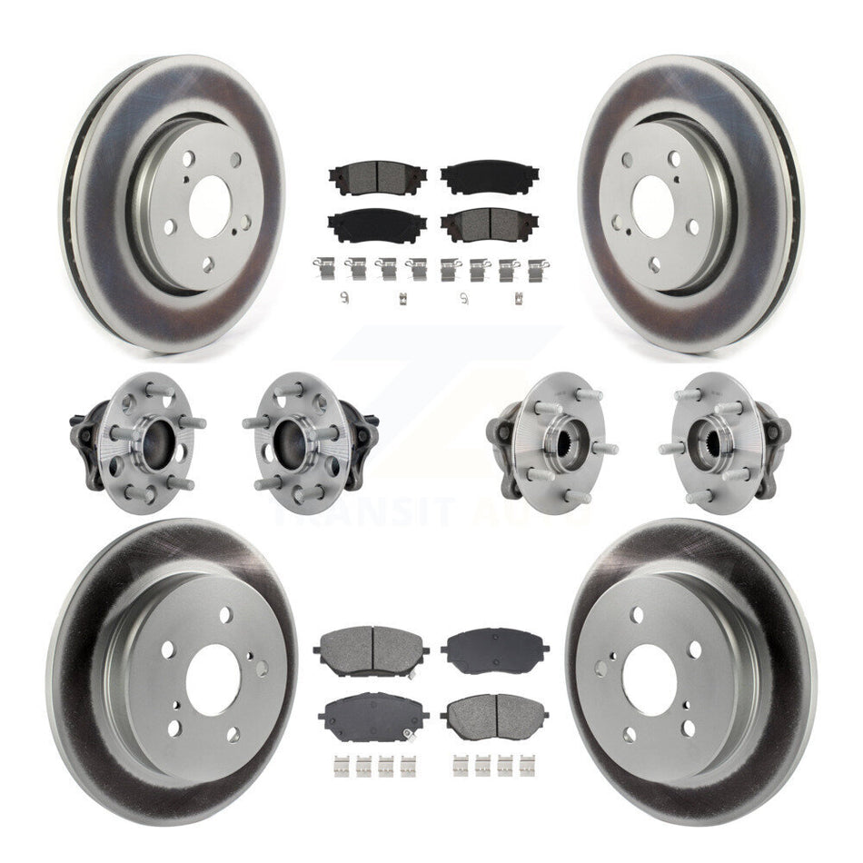 Front Rear Hub Bearings Coated Disc Brake Rotors And Pads Kit (10Pc) For Toyota C-HR KBB-131880