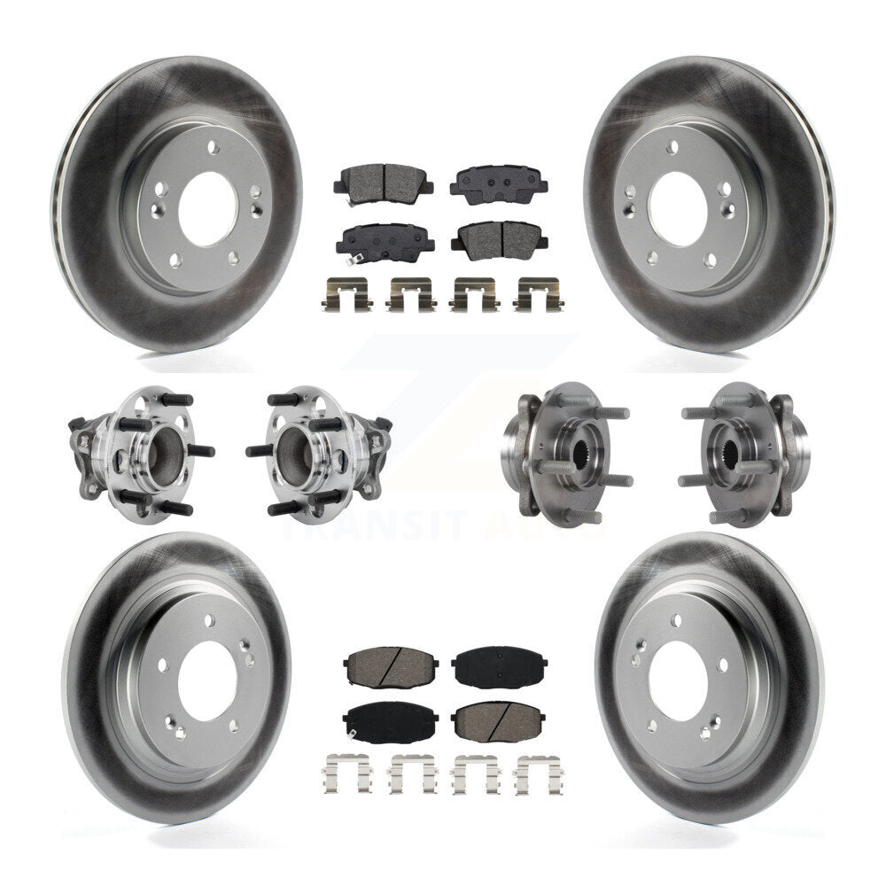 Front Rear Hub Bearing Coated Disc Brake Rotor And Pads Kit (10Pc) For Hyundai Elantra GT KBB-131881