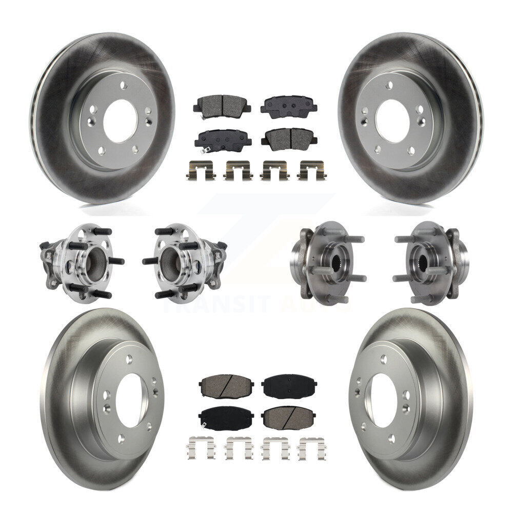 Front Rear Hub Bearing Coated Brake Rotor Pad Kit (10Pc) For Kia Forte Hyundai Elantra GT KBB-131882