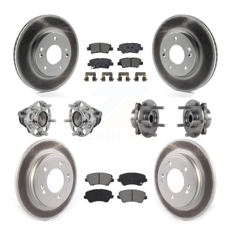 Front Rear Hub Bearings Coated Disc Brake Rotors And Pads Kit (10Pc) For Hyundai Veloster KBB-131884