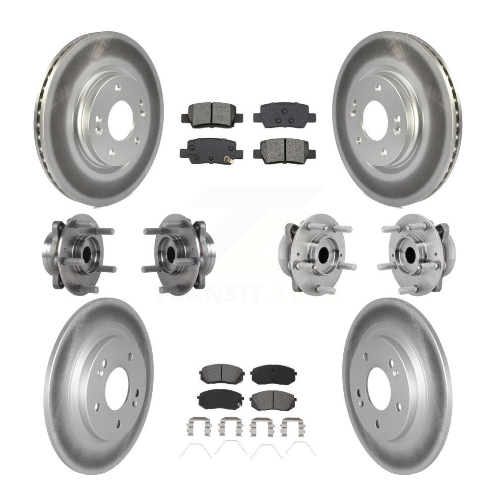 Front Rear Hub Bearing Assembly Coated Disc Brake Rotor And Pad Kit (10Pc) For Kia Seltos KBB-131891