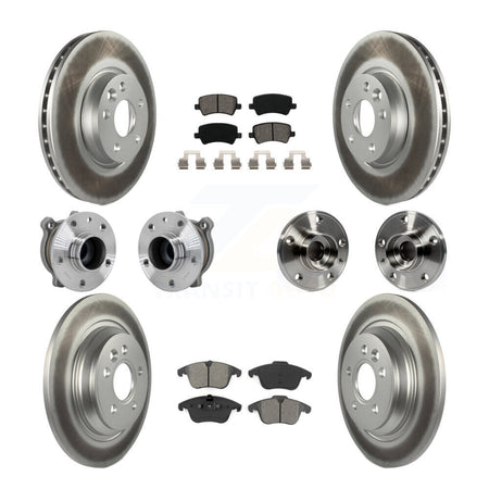 Front Rear Hub Bearing Coated Disc Brake Rotor Pad Kit (10Pc) For 2013-2014 Volvo S60 FWD KBB-131900