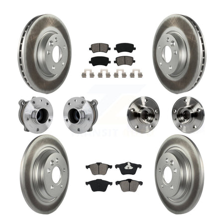 Front Rear Hub Bearing Assembly Coated Disc Brake Rotor And Pads Kit (10Pc) For Volvo V70 KBB-131901