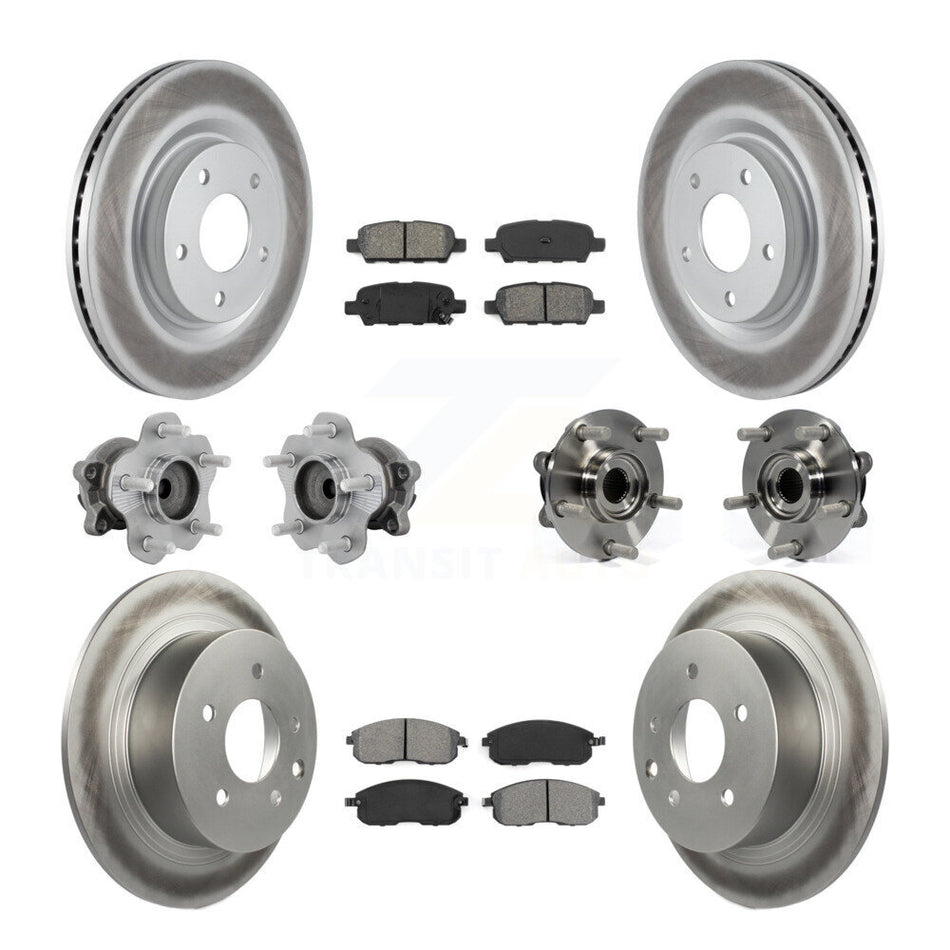 Front Rear Hub Bearings Coated Disc Brake Rotors And Pads Kit (10Pc) For Nissan Juke KBB-131924