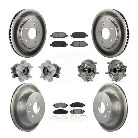Front Rear Hub Bearing Coated Disc Brake Rotor & Pad Kit (10Pc) For 2011-2012 Nissan LEAF KBB-131925