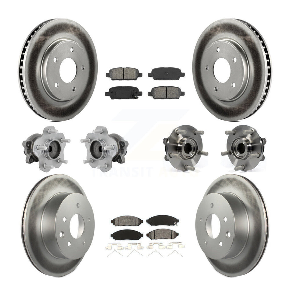 Front Rear Hub Bearing Coated Disc Brake Rotor & Pad Kit (10Pc) For 2011-2012 Nissan LEAF KBB-131925